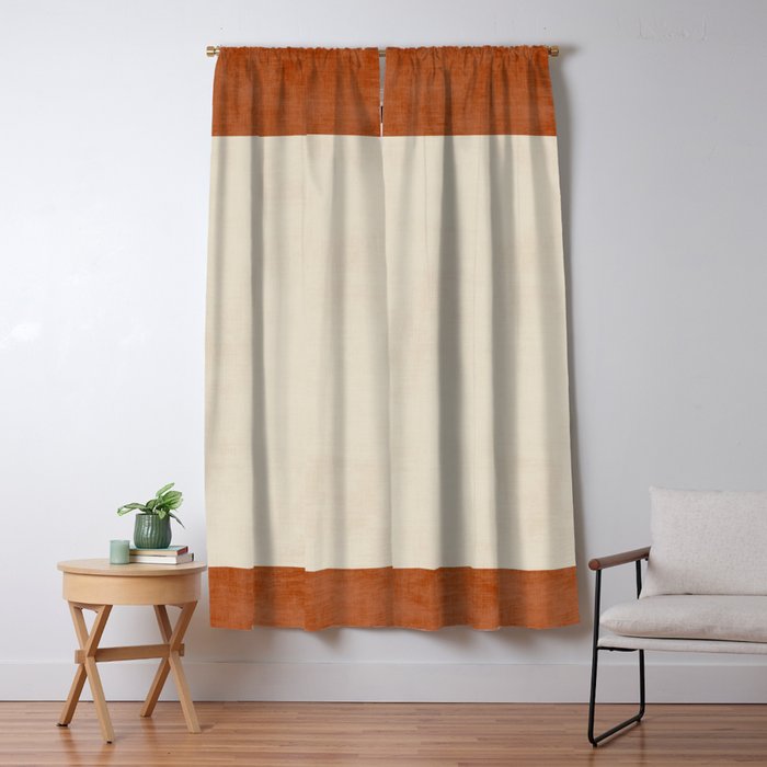 Terracotta Cream Minimalist Abstract Original Burnt Orange Art Window Curtain Gallery Image 5