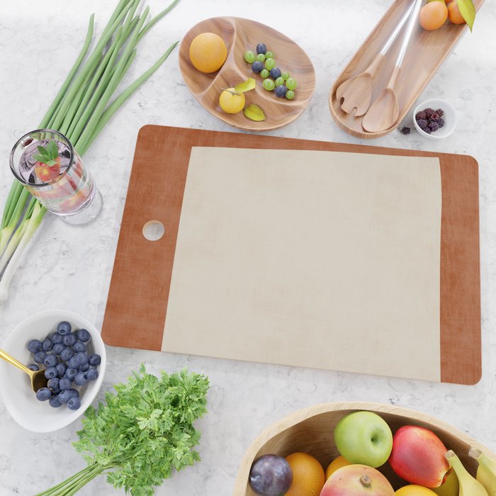 Terracotta Cream Minimalist Abstract Original Burnt Orange Art Cutting Board Gallery Image 2