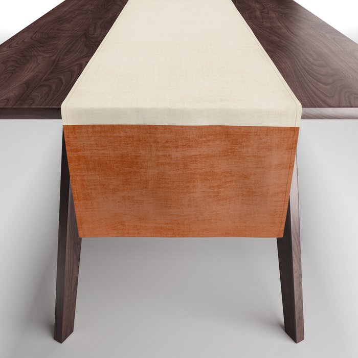 Terracotta Cream Minimalist Abstract Original Burnt Orange Art Table Runner Gallery Image 1