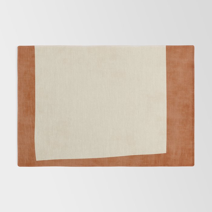 Terracotta Cream Minimalist Abstract Original Burnt Orange Art Rug Gallery Image 2