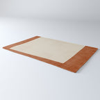 Terracotta Cream Minimalist Abstract Original Burnt Orange Art Rug Gallery Image 3