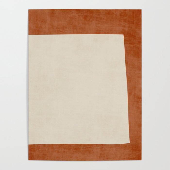 Terracotta Cream Minimalist Abstract Original Burnt Orange Art Poster Gallery Image 1
