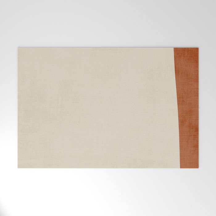 Terracotta Cream Minimalist Abstract Original Burnt Orange Art Welcome Mat Gallery Image 1