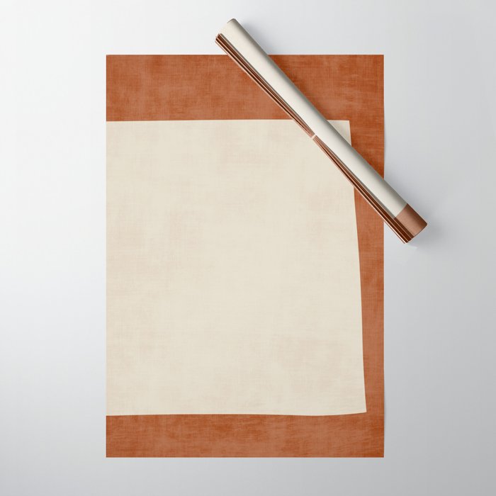 Terracotta Cream Minimalist Abstract Original Burnt Orange Art Wrapping Paper Gallery Image 1