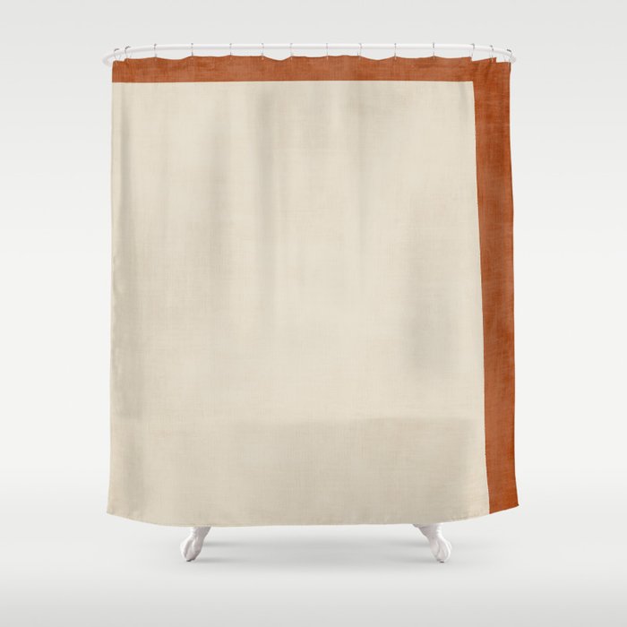Terracotta Cream Minimalist Abstract Original Burnt Orange Art Shower Curtain Gallery Image 1
