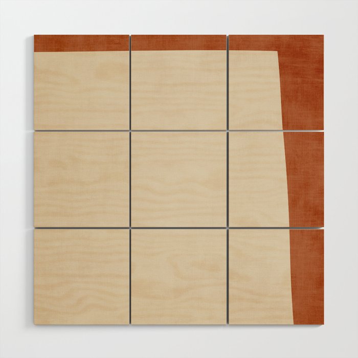 Terracotta Cream Minimalist Abstract Original Burnt Orange Art Wood Wall Art Gallery Image 1