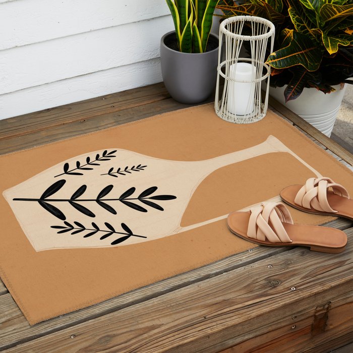 Minimal Abstract Art Vase Outdoor Rug Gallery Image 2