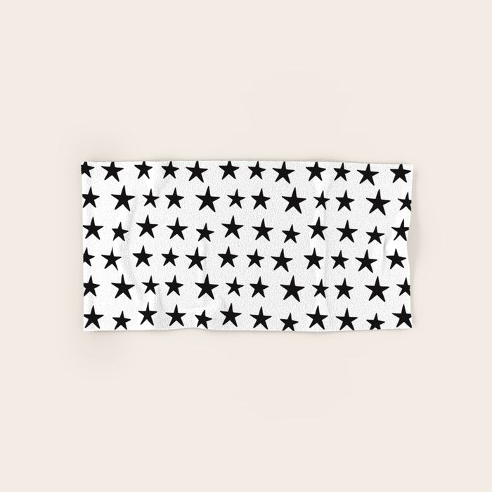 Star Pattern Black On White Bath Towel Gallery Image 1