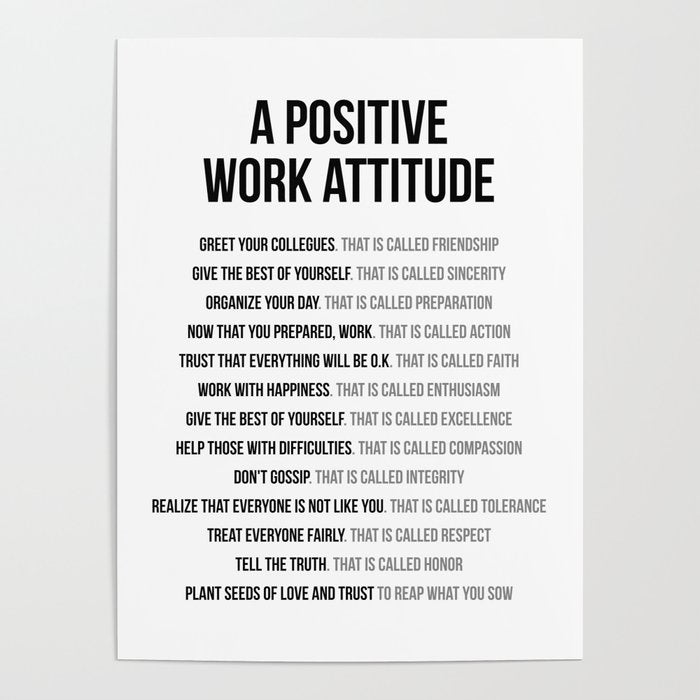Positive Work Attitude, Office Decor Ideas, Wall Art Poster Gallery Image 1