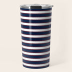 Nautical Navy Blue Red White Rough Stripes Pattern Travel Mug Gallery Image 1