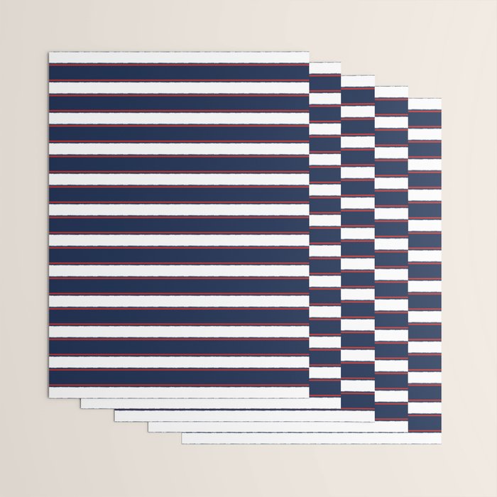 Nautical Navy Blue Red White Rough Stripes Pattern Wrapping Paper Gallery Image 3