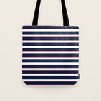 Nautical Navy Blue Red White Rough Stripes Pattern Tote Bag Gallery Image 1