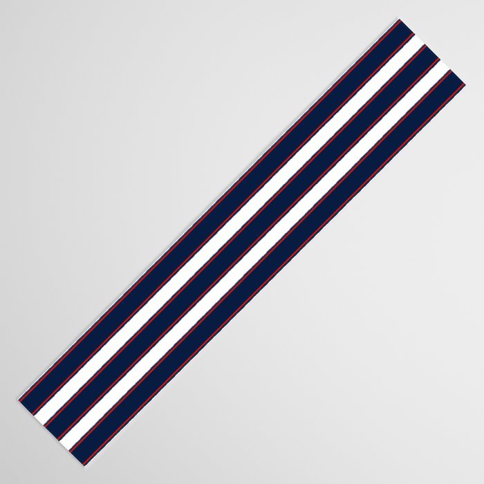 Nautical Navy Blue Red White Rough Stripes Pattern Table Runner Gallery Image 3
