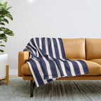 Nautical Navy Blue Red White Rough Stripes Pattern Throw Blanket Gallery Image 1
