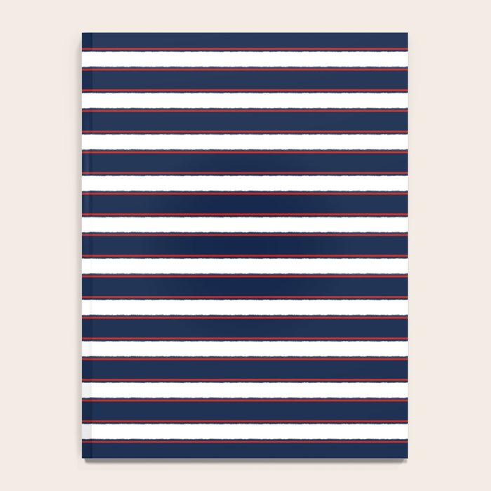 Nautical Navy Blue Red White Rough Stripes Pattern Notebook Gallery Image 4