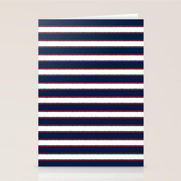 Nautical Navy Blue Red White Rough Stripes Pattern Stationery Card Gallery Image 1
