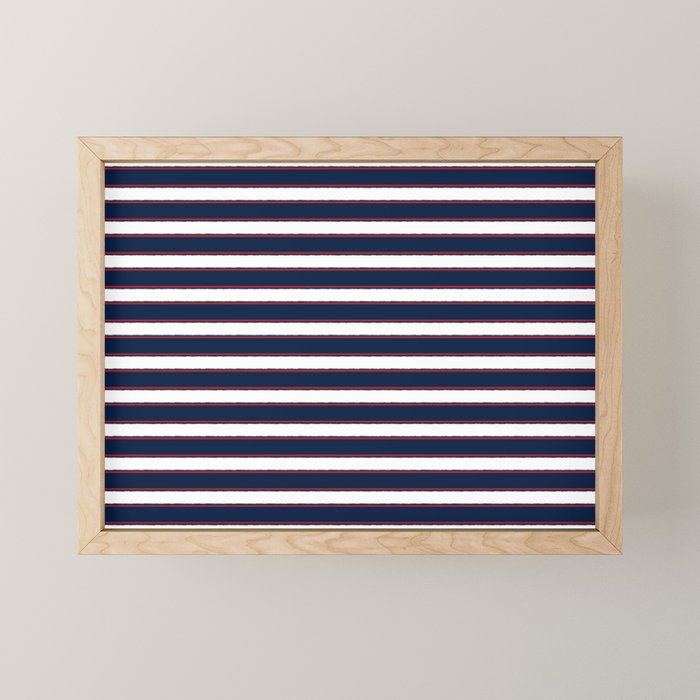 Nautical Navy Blue Red White Rough Stripes Pattern Mini Art Print Gallery Image 1