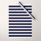 Nautical Navy Blue Red White Rough Stripes Pattern Wrapping Paper Gallery Image 1