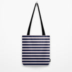 Nautical Navy Blue Red White Rough Stripes Pattern Tote Bag Gallery Image 2