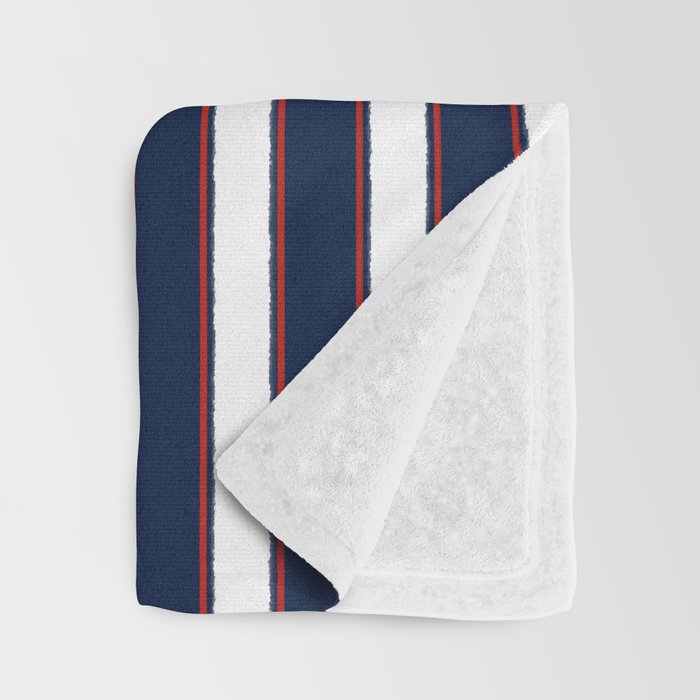 Nautical Navy Blue Red White Rough Stripes Pattern Throw Blanket Gallery Image 3
