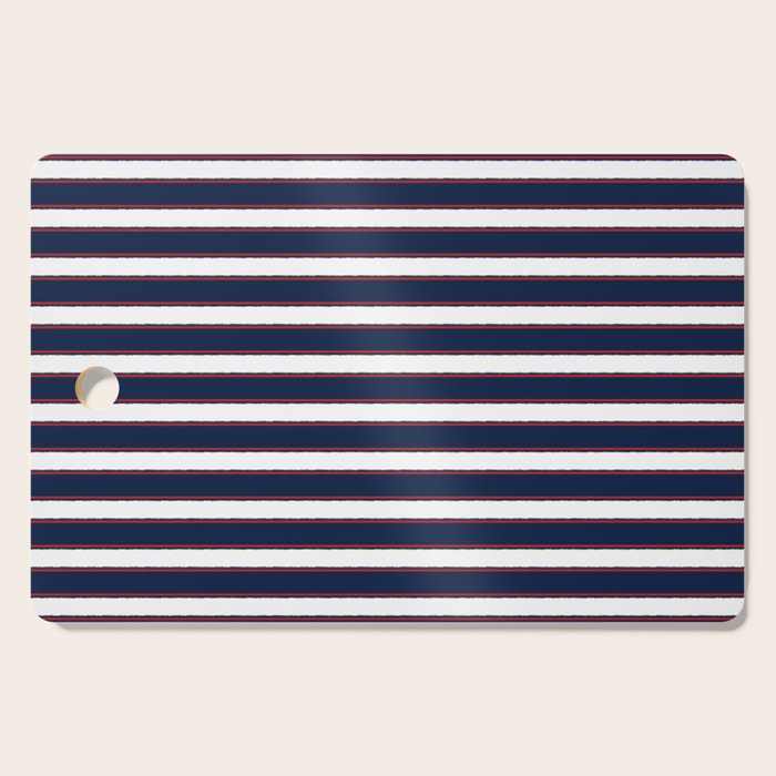 Nautical Navy Blue Red White Rough Stripes Pattern Cutting Board Gallery Image 1