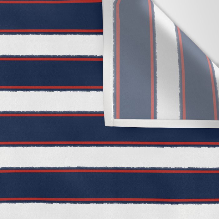 Nautical Navy Blue Red White Rough Stripes Pattern Wall Tapestry Gallery Image 3
