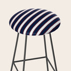 Nautical Navy Blue Red White Rough Stripes Pattern Stool Gallery Image 2