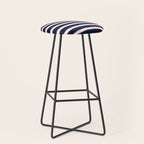 Nautical Navy Blue Red White Rough Stripes Pattern Stool Gallery Image 1