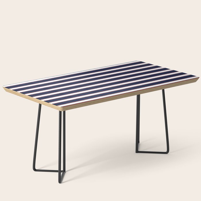 Nautical Navy Blue Red White Rough Stripes Pattern Coffee Table Gallery Image 1