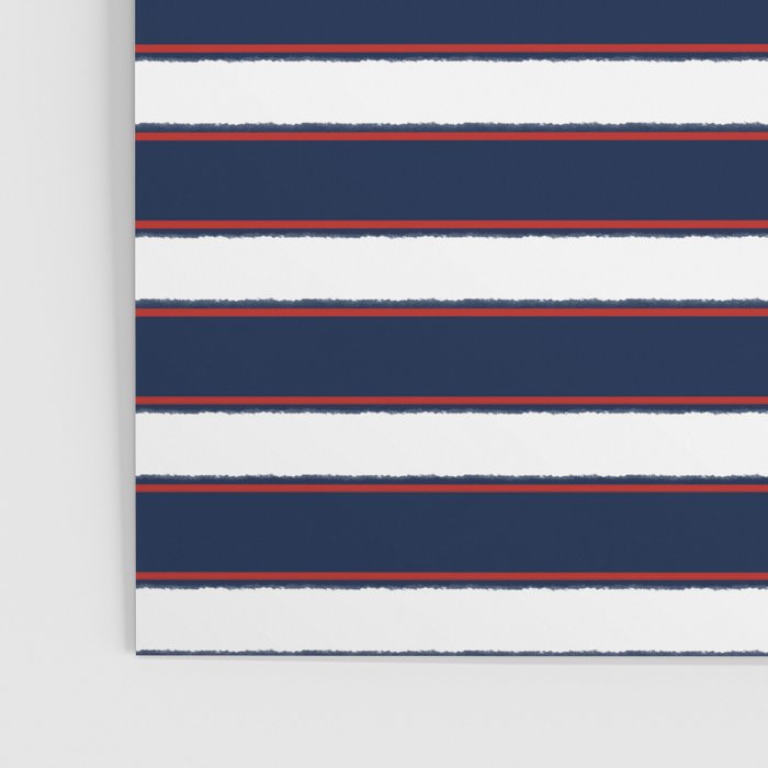 Nautical Navy Blue Red White Rough Stripes Pattern Poster Gallery Image 3