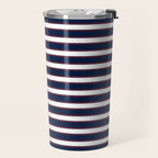 Nautical Navy Blue Red White Rough Stripes Pattern Travel Mug Gallery Image 2