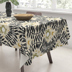Froggie Ogee - black, moss green, and cream Tablecloth Gallery Image 3