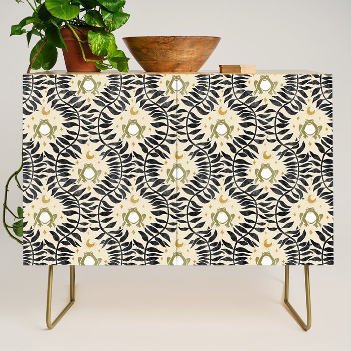 Froggie Ogee - black, moss green, and cream Credenza Gallery Image 1