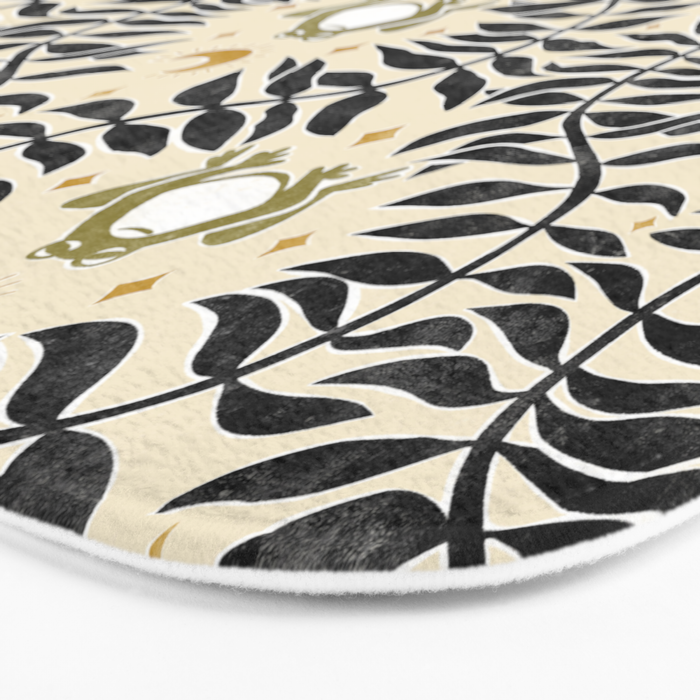 Froggie Ogee - black, moss green, and cream Bath Mat Gallery Image 3