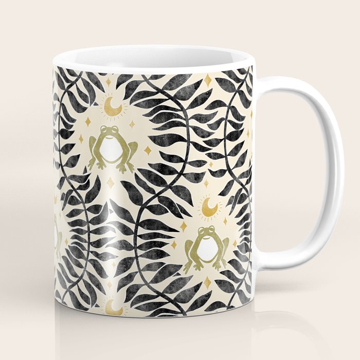 Froggie Ogee - black, moss green, and cream Coffee Mug Gallery Image 1
