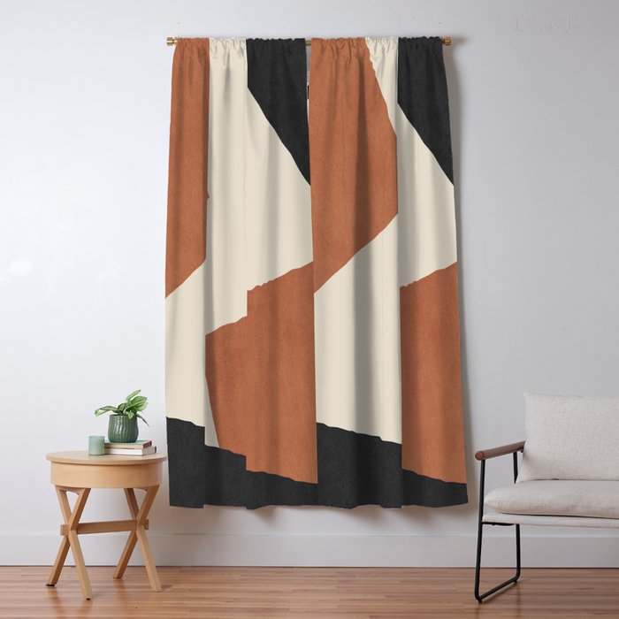 Graphic Edge Shapes - Terracotta Orange Brown Window Curtain Gallery Image 1