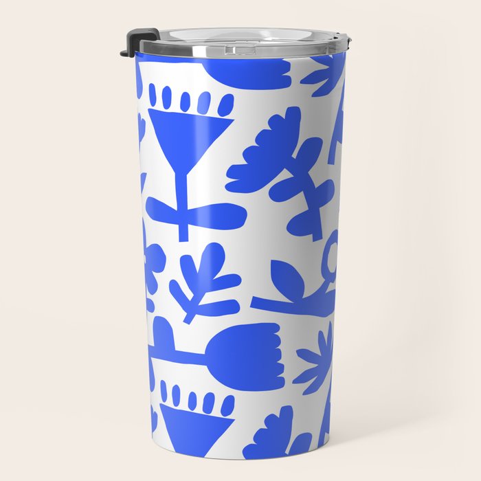 Abstract blue flower nature art pattern Travel Mug Gallery Image 3