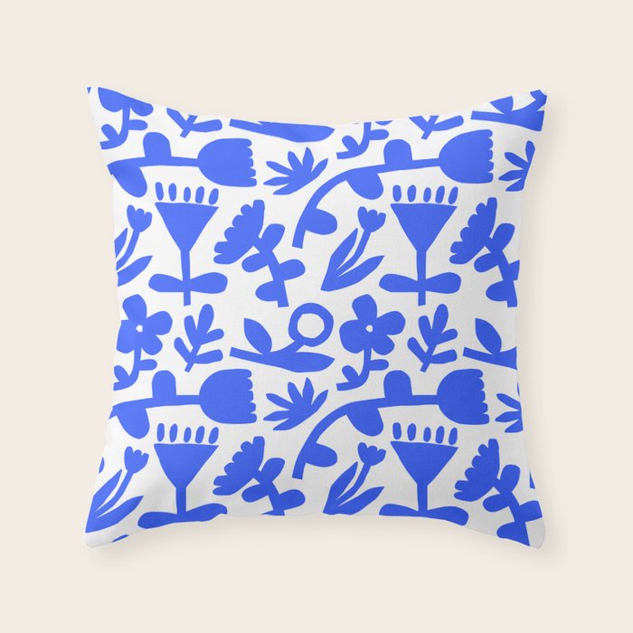 Abstract blue flower nature art pattern Throw Pillow Gallery Image 1