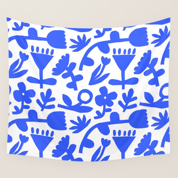 Abstract blue flower nature art pattern Wall Tapestry Gallery Image 4