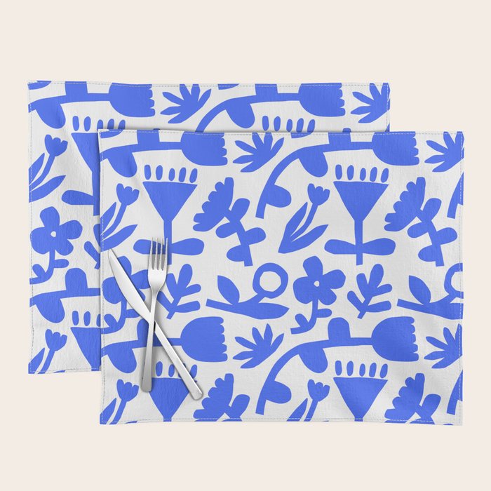 Abstract blue flower nature art pattern Placemat Gallery Image 1