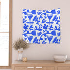 Abstract blue flower nature art pattern Wall Tapestry Gallery Image 2