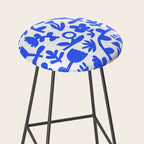 Abstract blue flower nature art pattern Stool Gallery Image 2