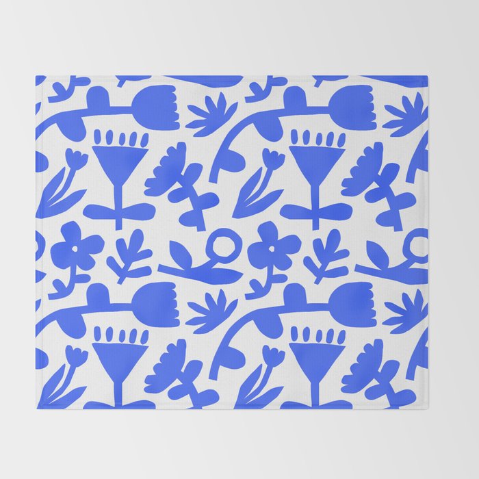 Abstract blue flower nature art pattern Throw Blanket Gallery Image 2