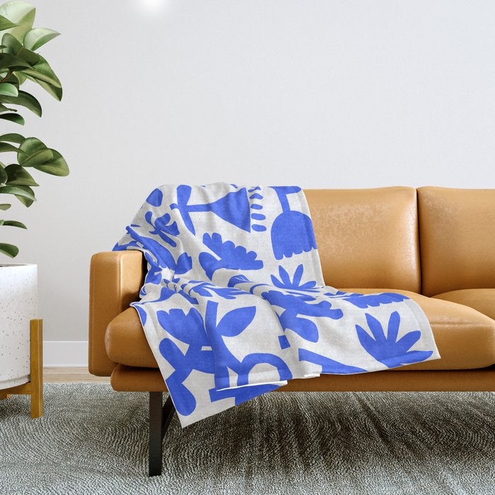 Abstract blue flower nature art pattern Throw Blanket Gallery Image 1