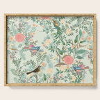 Chinoiserie Mint Green Pink Fresco Floral Garden Oriental Botanical  Serving Tray Gallery Image 1