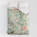 Chinoiserie Mint Green Pink Fresco Floral Garden Oriental Botanical  Comforter Gallery Image 6