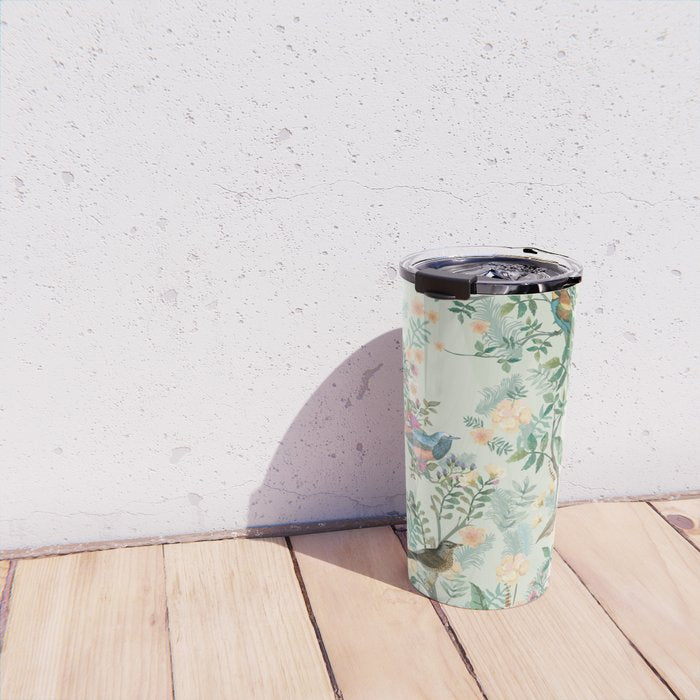Chinoiserie Mint Green Pink Fresco Floral Garden Oriental Botanical  Travel Mug Gallery Image 4