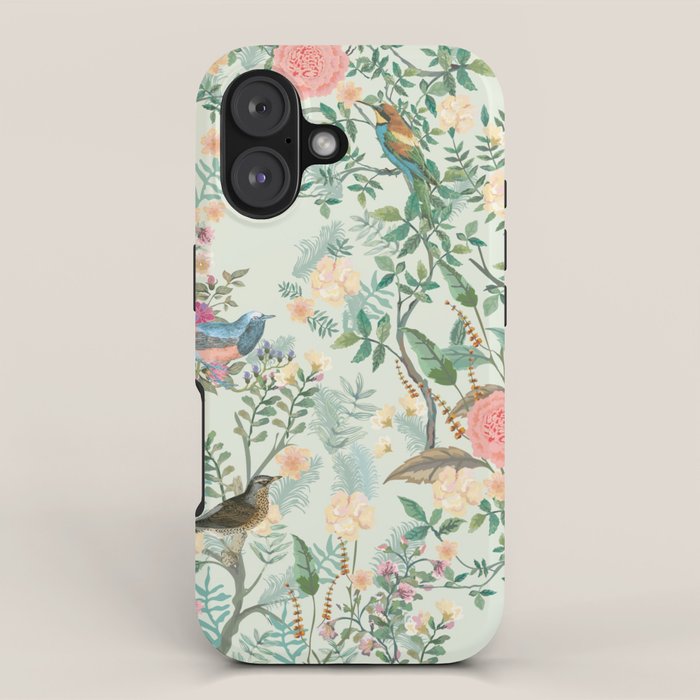 Chinoiserie Mint Green Pink Fresco Floral Garden Oriental Botanical  iPhone Case Gallery Image 1