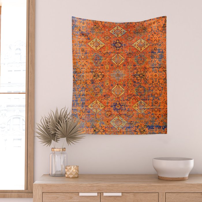 Oriental Vitange Moroccan Rug Design Wall Tapestry Gallery Image 2