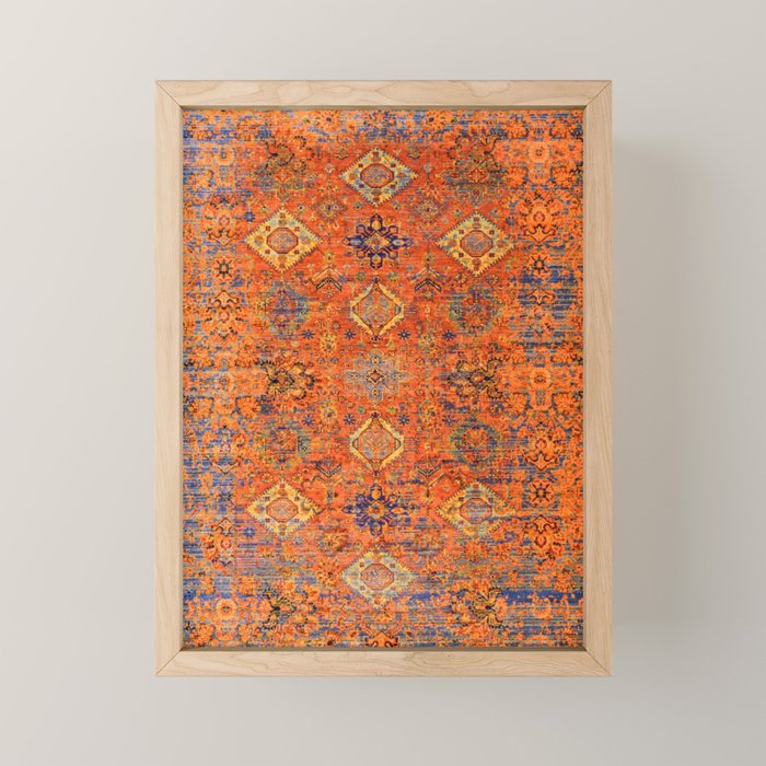 Oriental Vitange Moroccan Rug Design Mini Art Print Gallery Image 1